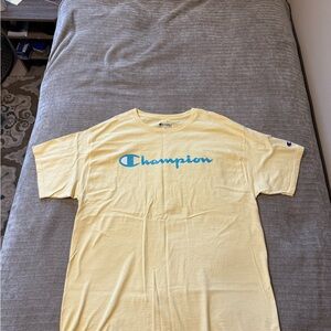 Champion Pale Yellow Short Sleeve Tee with Blue Logo